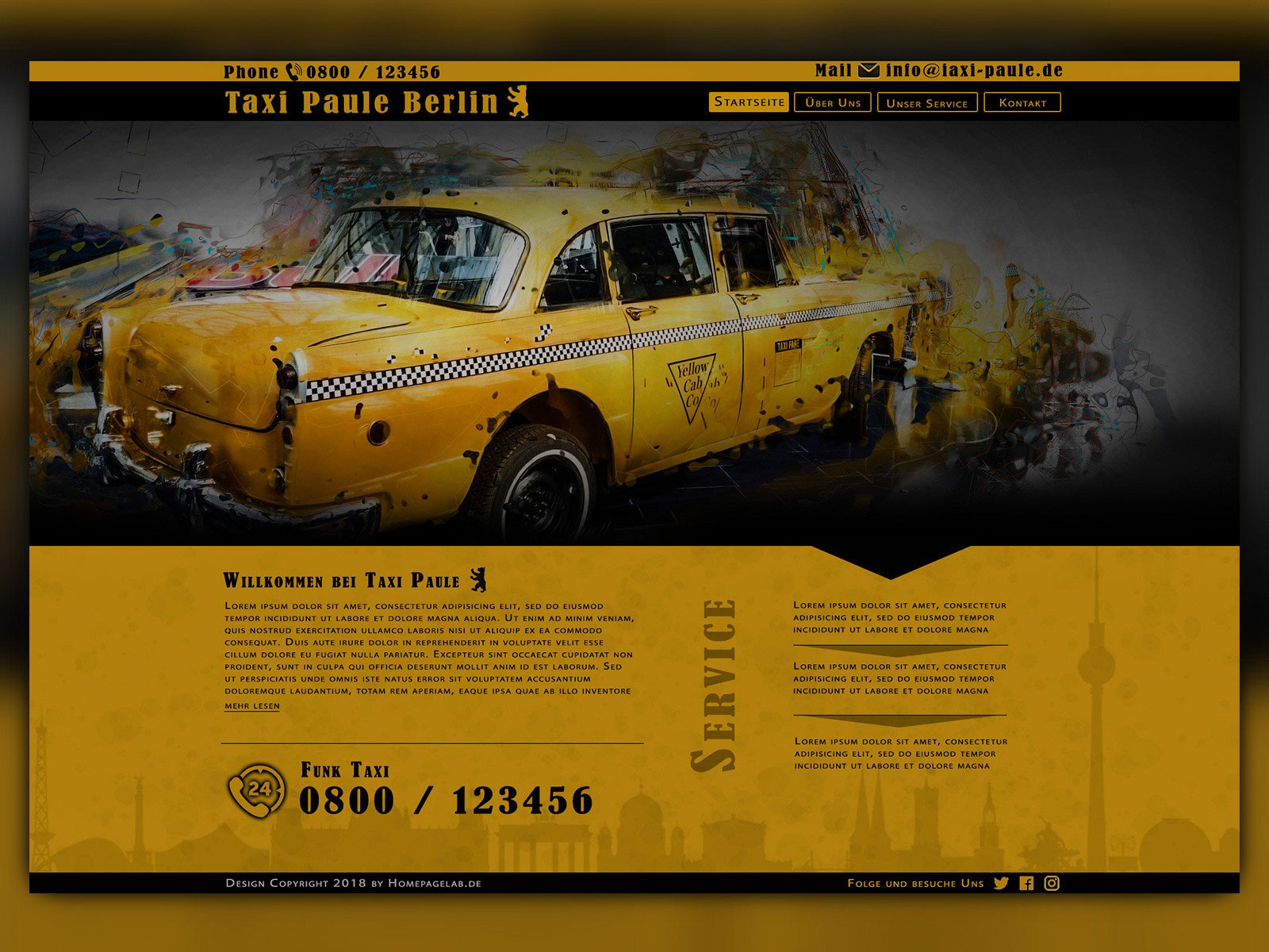 Taxifahrer Website - Verücktes Design